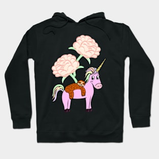 unicorn with a sloth and cherry blossoms Hoodie